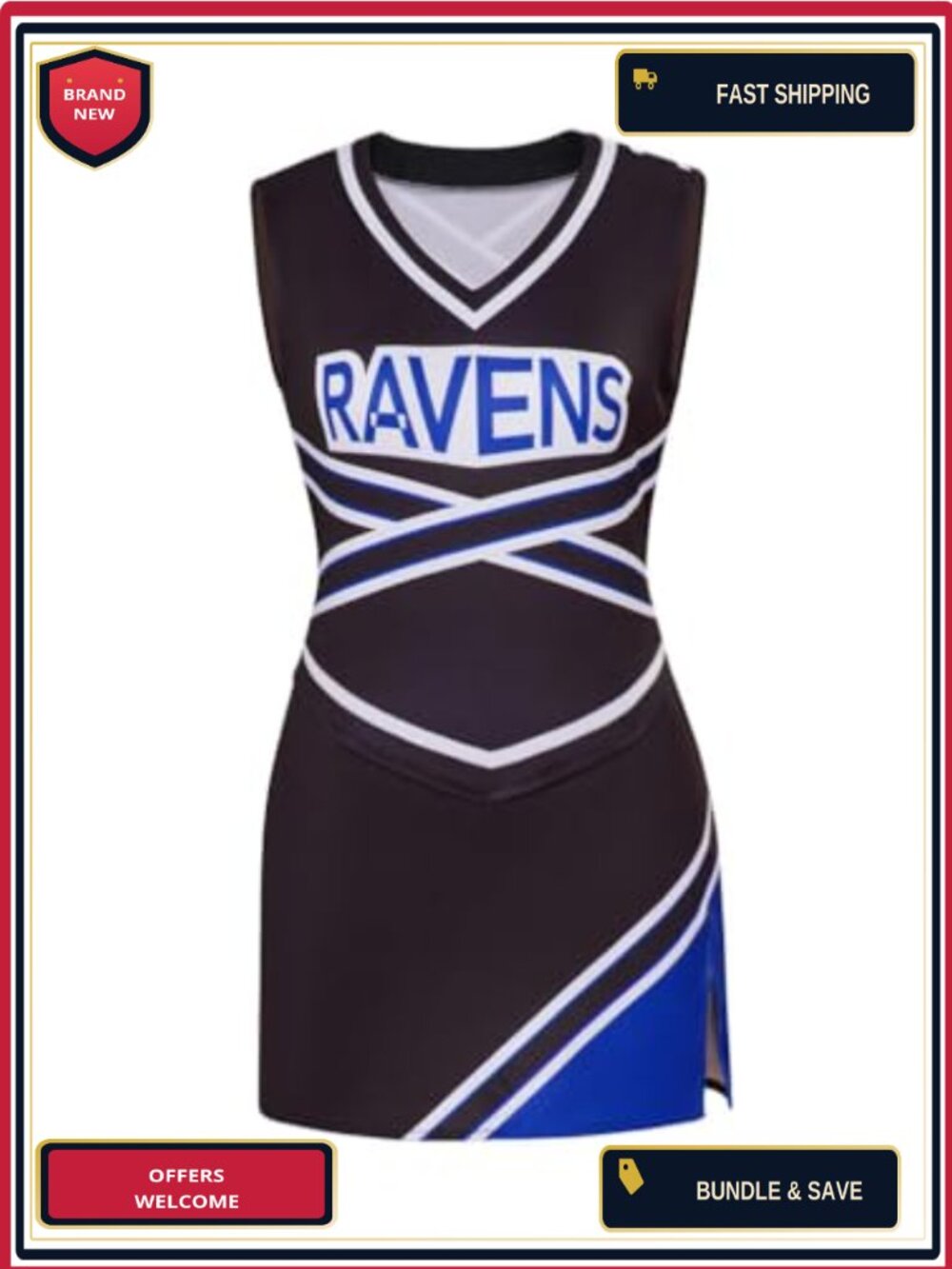 Cheerleading Uniform Tank Top & Skirt Set Polyester V-Neck Costume
